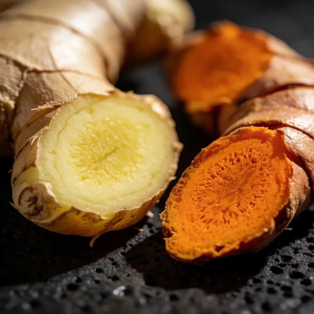 Raw Indonesian botanical ingredients under dramatic lighting