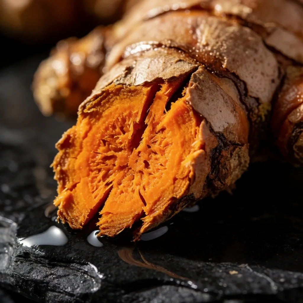 Macro photography of raw botanical ingredients on dark surface